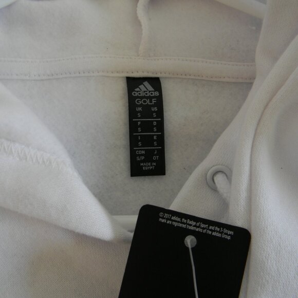 Adidas Golf Men's Hoodie Sz Small White Black Logo Pullover Front Pocket NWT - Picture 4 of 5
